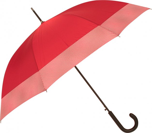 Parapluie canne auto. uni rouge bande pois blanc -Les classiques - Cliquez sur l'image pour la fermer