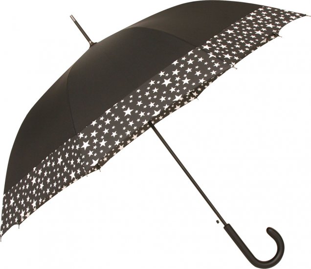 Parapluie canne auto. uni noir bande toiles - Les classiques - Cliquez sur l'image pour la fermer