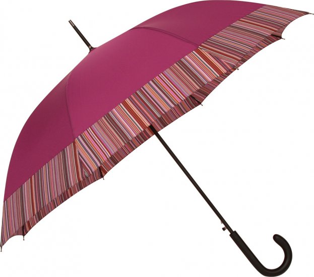 Parapluie canne auto. uni prune bande rayures -Les classiques - Cliquez sur l'image pour la fermer