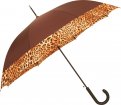 Parapluie canne auto. uni marron bande léopard - Les classiques