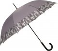 Parapluie canne auto. uni gris bande piton - Les classiques