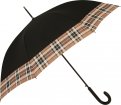 Parapluie canne auto. uni noir bande écossais - Les classiques