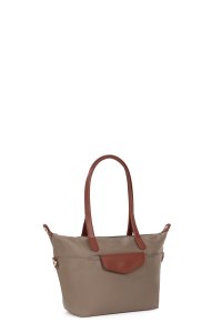 CABAS TAILLE A4 NYLON/CUIR TAUPE