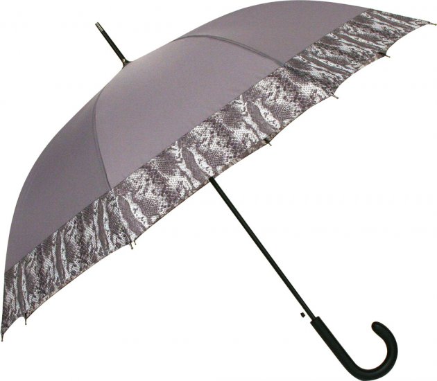 Parapluie canne auto. uni gris bande piton - Les classiques - Cliquez sur l'image pour la fermer